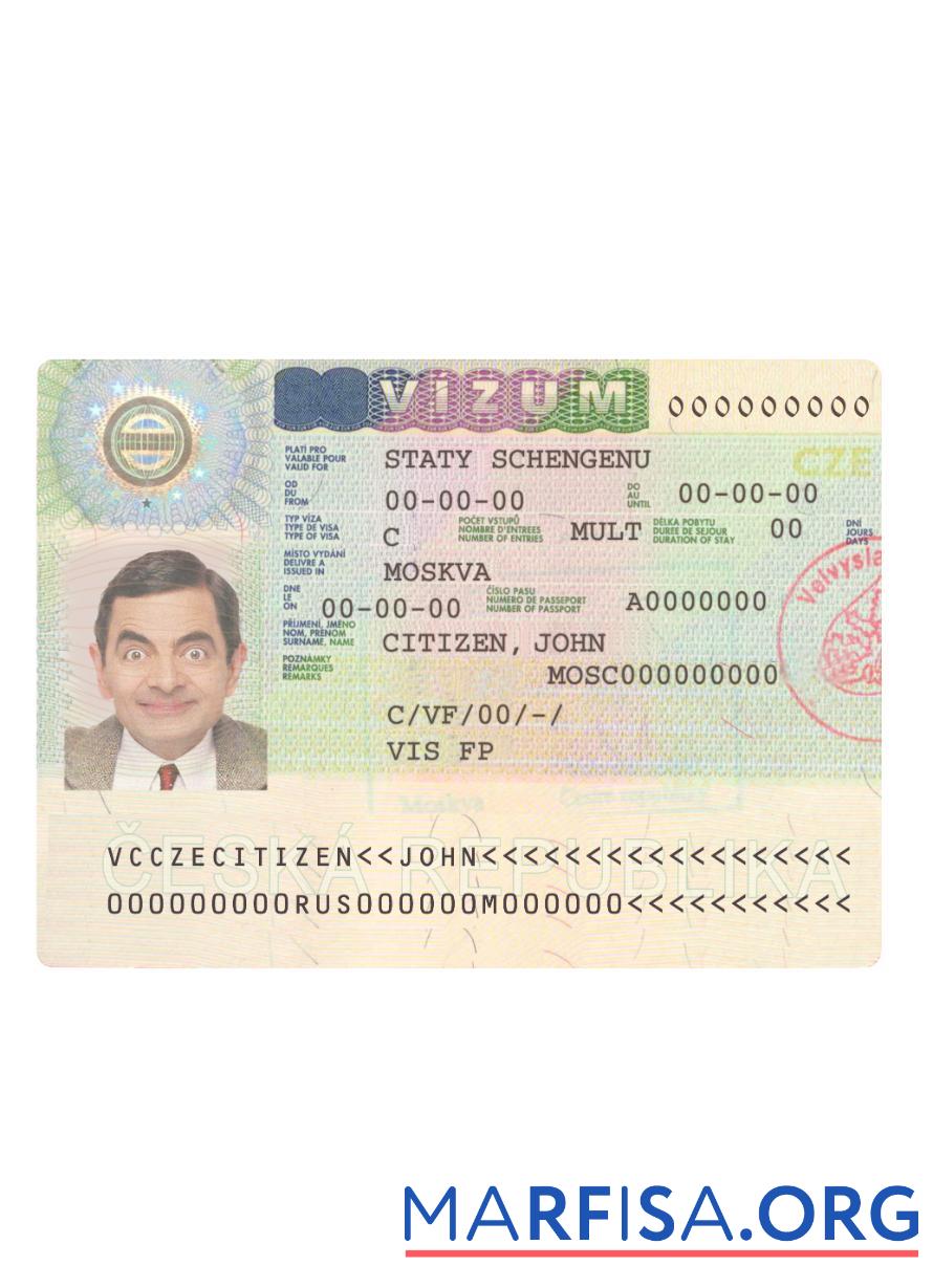 Printable Czech republic schengen visa example